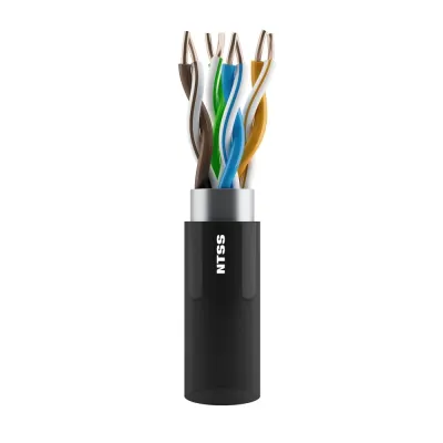 Витая пара F/UTP кат 5e 4 пары 24 AWG одножильный LSZH(Т) UV внешний, внутренний черный 305м
