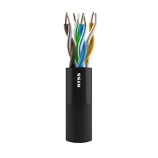 Кабель витая пара U/UTP 5e 4 пары одножильный 24AWG медь 305м внешний PE черный