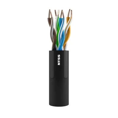 Кабель витая пара U/UTP 5e 4 пары одножильный 24AWG медь 305м внешний PE черный