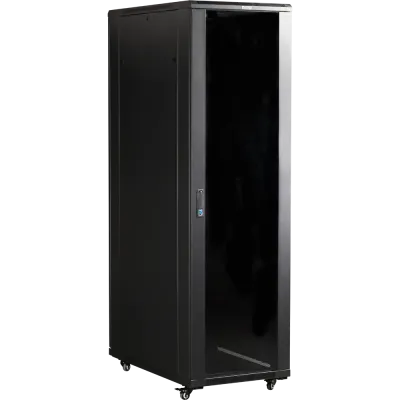 Шкаф 19' Business, 18U 600x800, черный, передняя дверь стекло, задняя дверь распашная металл