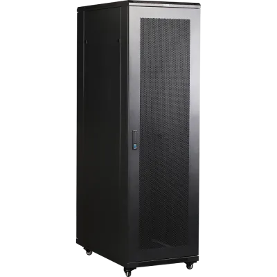 Шкаф 19' Business, 27U 600x800, черный, передняя дверь перфорированная, задняя дверь распашная перфорированная