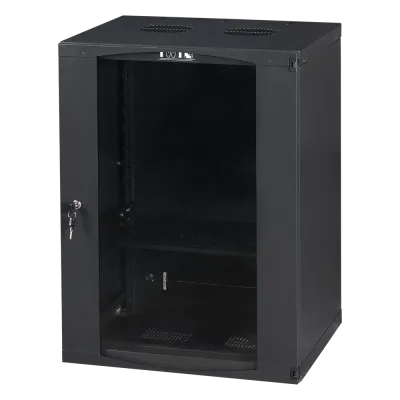 Шкаф настенный Next, 18U 550x600, стеклянная дверь, черный