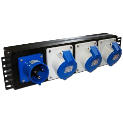 Блок розеток 19' 1Ф 32A без выключателя 1x3 IEC309, без шнура