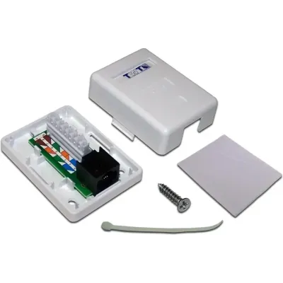 Розетка настенная, 1 порт RJ-45 категории 6, UTP, белая