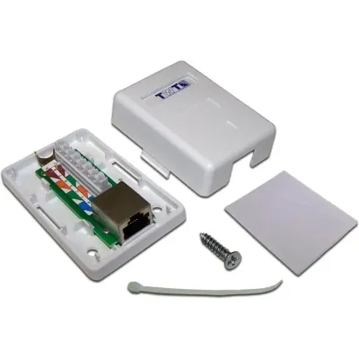Розетка настенная, 1 порт RJ-45 категории 5е, STP, белая
