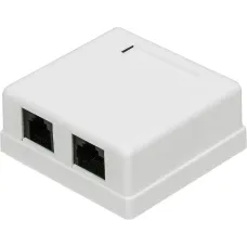 Розетка настенная, 1 порт RJ-45 категории 5е и 1 порт RJ-12, UTP, белая