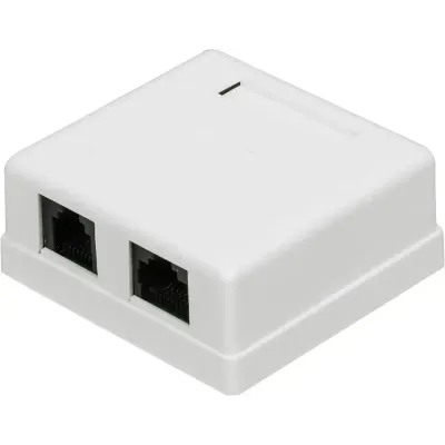 Розетка настенная, 1 порт RJ-45 категории 5е и 1 порт RJ-12, UTP, белая