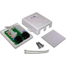 Розетка настенная, 2 порта RJ-45 категории 6, UTP, белая