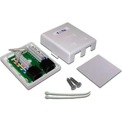 Розетка настенная, 2 порта RJ-45 категории 6, UTP, белая