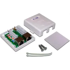 Розетка настенная, 2 порта RJ-45 категории 5е, STP, белая