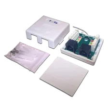 Розетка настенная, 2 порта RJ-45 категории 5е, UTP, белая