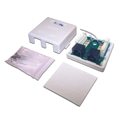 Розетка настенная, 2 порта RJ-45 категории 5е, UTP, белая
