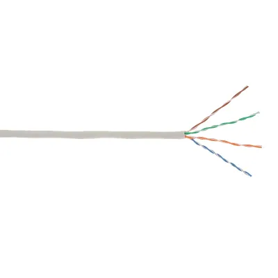 Кабель NETLAN U/UTP 4 пары, Кат.5e, 100МГц, одножильный, CCA (омедненный алюминий), внутренний, PVC нг(B), серый, 305м