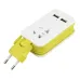 Удлинитель серии Travel, шнур 1,5м., 1 гнездо, б/з, 2USBх1,1 A. S-CT1-1,5U WHITE/GREEN LM Белый с салатовым.