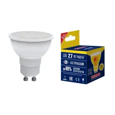 Лампа светодиодная LED-JCDR-7W/WW/GU10/NR Форма JCDR, матовая, Norma, теплый белый свет (3000K), картон, ТМ Volpe