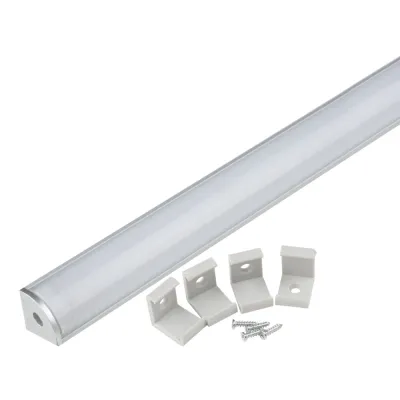 Профиль угловой алюминиевый UFE-K06 SILVER/FROZEN 200 POLYBAG с матовым рассеивателем, 200 см. 2 заглушки+4 крепежа в/к.