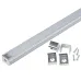 Накладной алюминиевый профиль с матовым рассеивателем, UFE-K10 SILVER/FROZEN 200 POLYBAG 200 см. 2 заглушки+4 крепежа в/к.