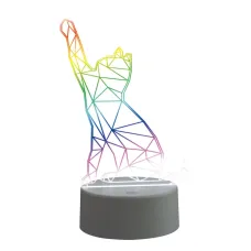 Светильник декоративный с эффектом 3D Кошка на батарейках 3AAA не в/к 1 светодиод RGB свет USB кабель в/к ULI-M501 RGB/3AAA CATTY/WHITE