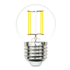 Лампа светодиодная, LED-G45-4W/4000K/E27/CL/SLF форма шар, прозрачная, белый свет (4000K), ТМ Volpe