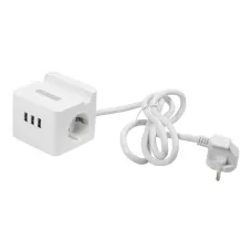 Удлинитель Standard с заземлением шнур 1,5м 2 гнезда 3 USB 16А держатель для телефона белый ТМ S-GCD2-1,5SBUH WHITE