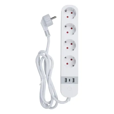 Умный сетевой фильтр Wi-Fi 1.8м ПВС 3х1,5 4 гнезда, с заземлением, 2USB Type-C  5В, 3A 16А  До 3680Вт Голосовое управление приложение UnielSmart TM Unie lP-GCL4-1,8 A201/UC/WF WHI