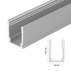 Накладной профиль UFE-A21 SILVER 200 POLYBAG  для гибкой светодиодной ленты NEON 8х16мм, анодированный алюминий. Длина 200 см