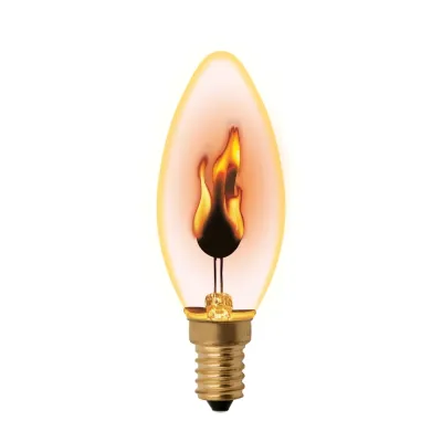 Лампа декоративная накаливания, форма свеча, IL-N-C35-3/RED-FLAME/E14 /CL, прозрачная