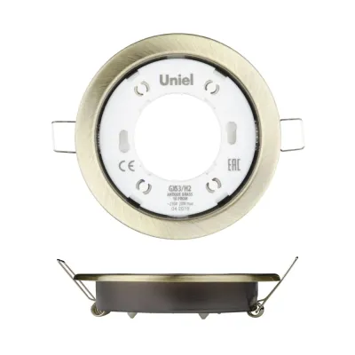 Светильник ультркий встраиваемый GX53/H2 ANTIQUE BRASS 10 PROM под лампу в составе набора из 10шт корпус античная бронза цена за 1 шт UL-00005056 Uniel