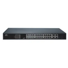 Коммутатор неуправляемый 24x1Гбит/с (RJ45 с PoE+), 2x1Гбит/с (Combo) 370Вт