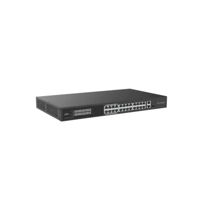 Коммутатор управляемый L2 с обл. упр. 24x100Мбит/с (RJ45 с PoE+), 1x1Гбит/с (RJ45) + 1x1Гбит/с (Combo) 250Вт