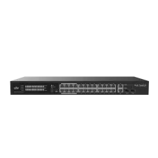 Коммутатор неуправляемый 24x100Мбит/с (RJ45 с PoE+), 2x1Гбит/с (Combo) 250Вт