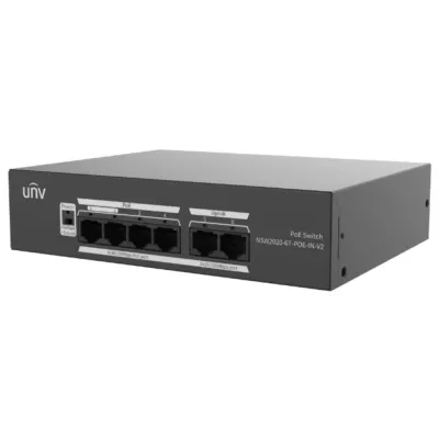 Коммутатор неуправляемый 6x100Мбит/с (RJ45 с PoE+), 2x1Гбит/с (RJ45) 65Вт