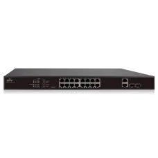 Коммутатор неуправляемый 16x100Мбит/с (RJ45 с PoE+), 2x1Гбит/с (Combo) 250Вт