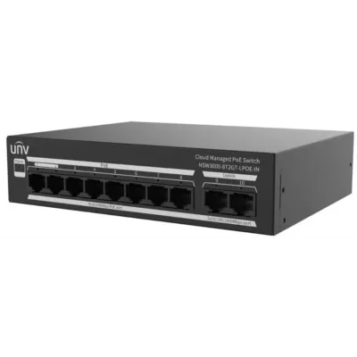 Коммутатор управляемый L2 с обл. упр. 8x100Мбит/с (RJ45 с PoE+), 2x1Гбит/с (RJ45) 65Вт