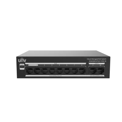 Коммутатор управляемый L2 с обл. упр. 8x100Мбит/с (RJ45 с PoE+), 2x1Гбит/с (RJ45) 120Вт