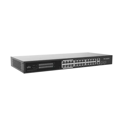 Коммутатор управляемый L2 с обл. упр. 24x1Гбит/с (RJ45 с PoE+), 1x1Гбит/с (SFP) + 1x1Гбит/с (Combo) 260Вт