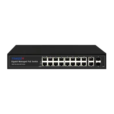 Коммутатор управляемый L2 16x1Гбит/с (RJ45 с PoE+), 2x1Гбит/с (RJ45) + 2x1Гбит/с (SFP) 300Вт