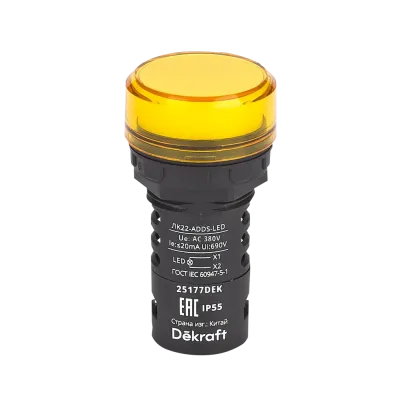 Лампа коммутационная ADDS D22 LED желтый 380В AC ЛK-22 IP55
