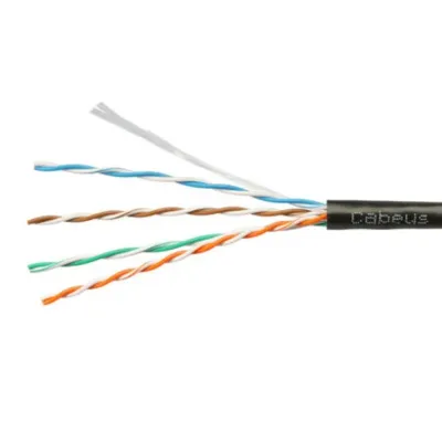 Витая пара UTP (U/UTP), категория 5e, 4 пары (24 AWG), одножильный, PVC нг(А)-LS, черный (25 м)