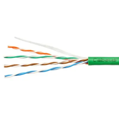 Витая пара UTP (U/UTP), категория 5e, 4 пары (24 AWG), одножильный, нг(А)-LSLTx, зеленый (20 м)