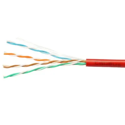 Витая пара UTP (U/UTP), категория 5e, 4 пары (24 AWG), одножильный, PVC нг(А)-LS, красный (50 м)