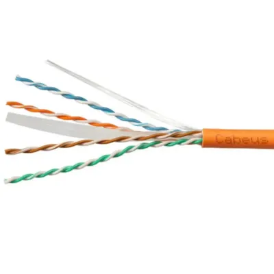 Витая пара UTP (U/UTP), категория 6, 4 пары (23 AWG), одножильный, LSZH, нг(А)-HF, оранжевый (20 м)