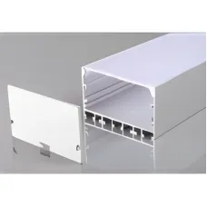 Алюминиевый профиль для LED ленты подвесной/накладной 1200х50х20мм металлик в комплекте: рассеиватель опал 2 м, 2 заглушки