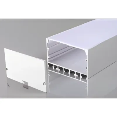 Алюминиевый профиль для LED ленты подвесной/накладной 1200х50х20мм металлик в комплекте: рассеиватель опал 2 м, 2 заглушки