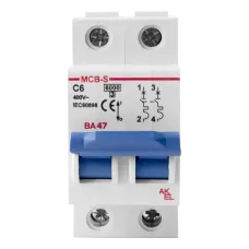 Выключатель автоматический ВА47-MCB-S-2P-C6-AC 2P/6A/C/6кА