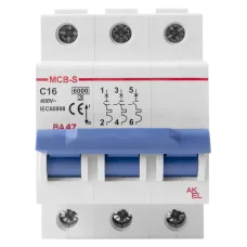 Выключатель автоматический ВА47-MCB-S-3P-C16-AC 3P/16A/C/6кА