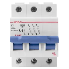 Выключатель автоматический ВА47-MCB-S-3P-C1-AC 3P/1A/C/6кА