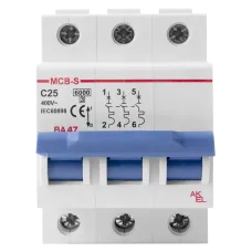 Выключатель автоматический ВА47-MCB-S-3P-C25-AC 3P/25A/C/6кА