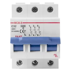 Выключатель автоматический ВА47-MCB-S-3P-C32-AC 3P/32A/C/6кА