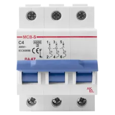 Выключатель автоматический ВА47-MCB-S-3P-C4-AC 3P/4A/C/6кА